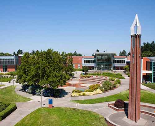 campus tower and fountain